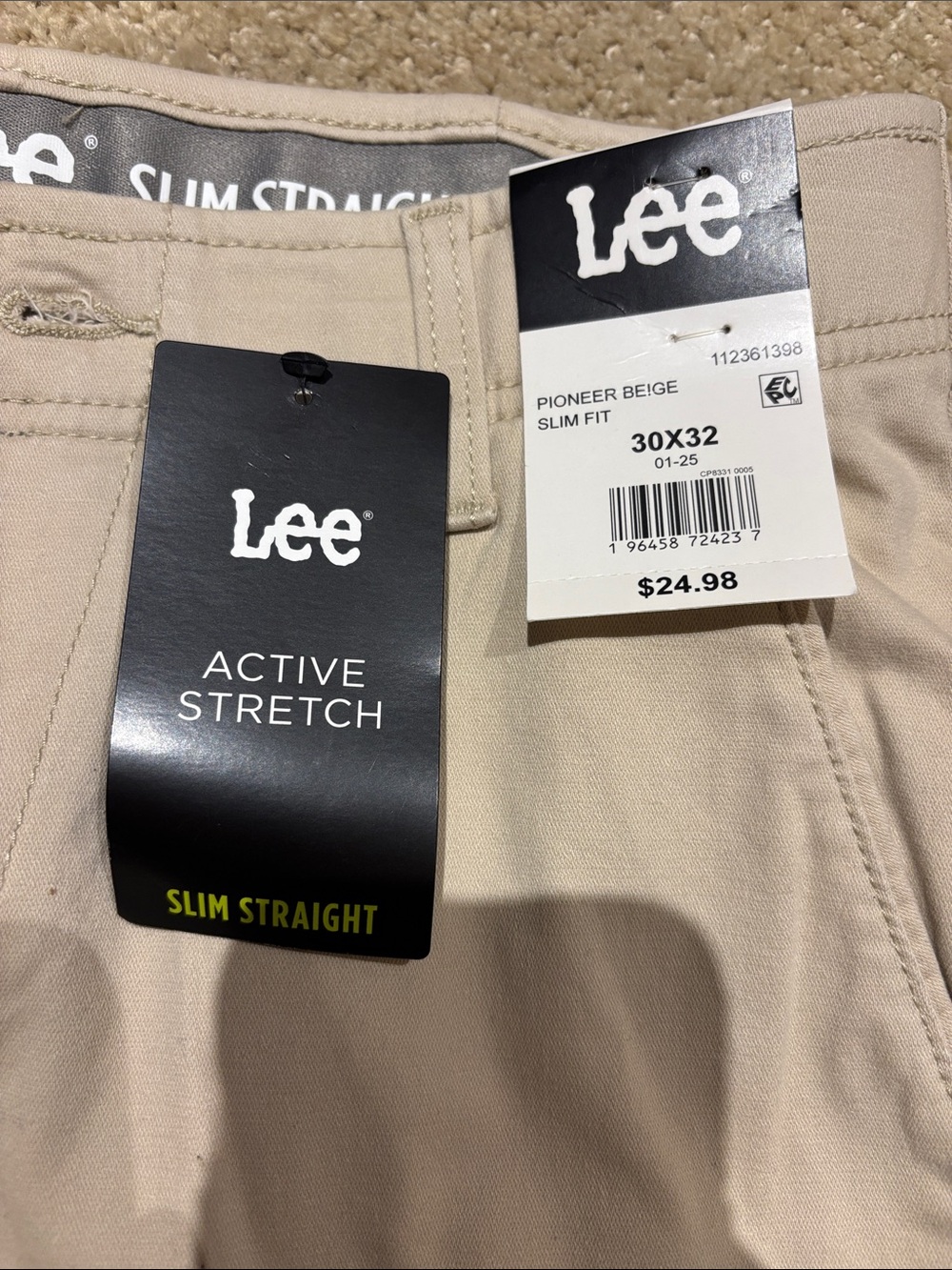 Lee Pioneer Beige Slim Straight Pants